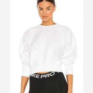 Nike Thermal Fleece Crop Sweatshirt Crisscross Trim in White Size Medium